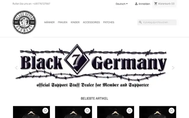 Website Black7Shop – Screenshot