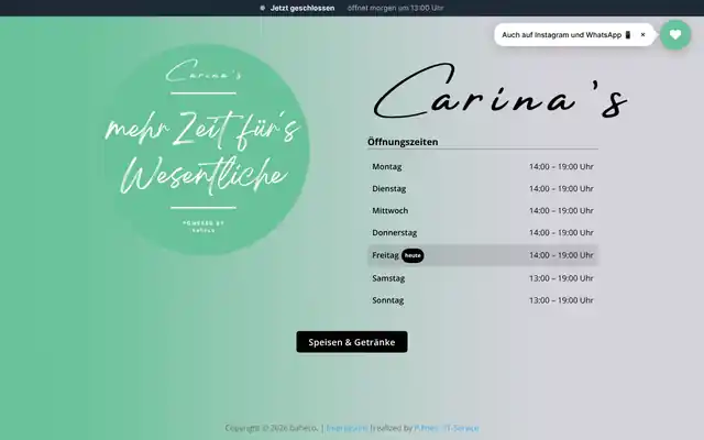 Website Carina’s Genussecke Esselbach – Screenshot